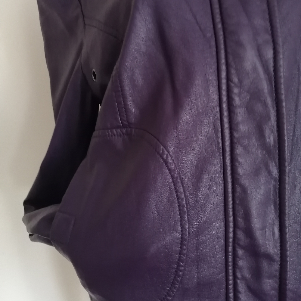 Sisley Women's Deep Purple Leather Jacket - Picture 3 of 10